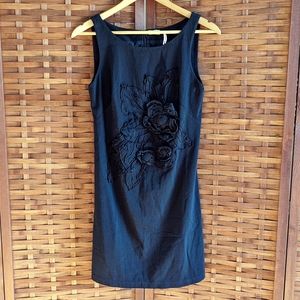 VNTG | Max Studio Mini Shift Dress with Flower Applique (size S)